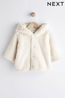 Ecru Cream Baby Hooded Ears Cosy Button-Up Jacket (D88155) | €20 - €22