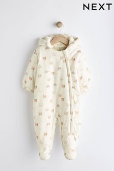 Cream Bear Corduroy Fleece Lined Baby All-In-One Pramsuit (D88160) | €30 - €32