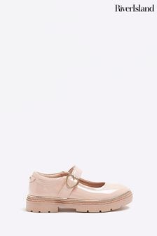 River Island Pink Girls Heart Buckle Mary Jane Shoes (D88264) | €14.50