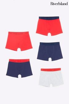 River Island Navy Blue Boys  Boxers 5 Pack (D88282) | ₪ 75