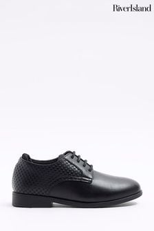 River Island Embossed Neo Point Black Shoes