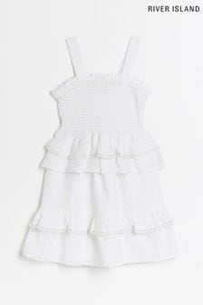 River Island White Girls Broderie Tiered Dress (D88310) | €21