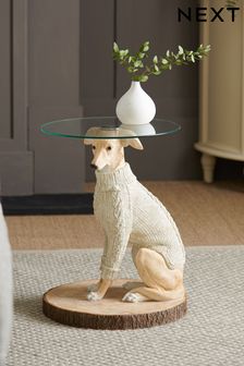 Natural Whippet Dog Glass Resin Side Table (D88325) | €145