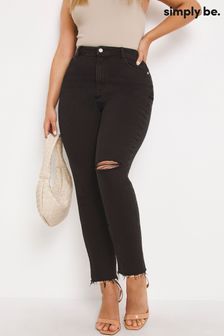 Simply Be Slim Mom Black Jeans Single Busted Knee (D88563) | 87 zł