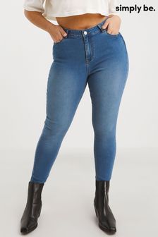 Simply Be Blue Mid Wash Lucy Highwaisted Super Stretch Skinny Jeans (D88566) | $46