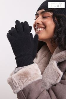 Schwarz - Collection Luxe Handschuhe aus 100% Kaschmir (D88746) | 19 €