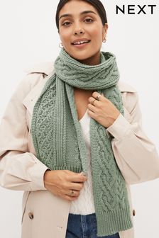 卡其綠色 - 麻花針織圍巾 (D88905) | NT$810