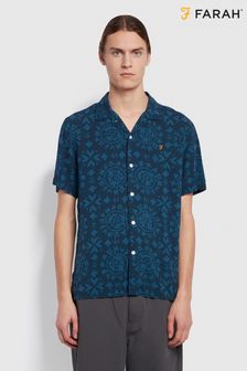 Синяя рубашка с короткими рукавами и принтом Farah Dana (D88924) | €46