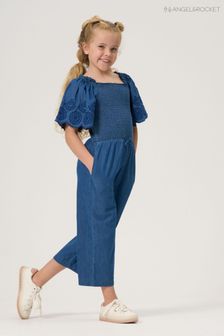 Angel & Rocket Blue Savanah Broderie Sleeve Shirred Denim Jumpsuit (D89056) | €19 - €21
