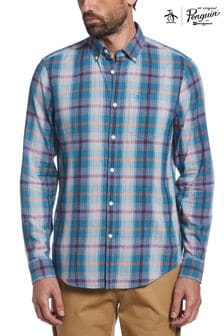 Original Penguin Blue Long Sleeves Plaid Shirt (D89131) | $115