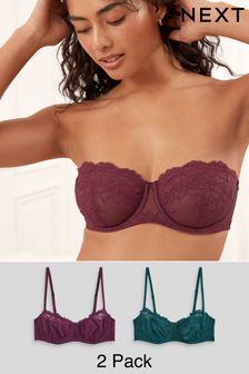 Plum Purple/Green Non Pad Strapless Bras 2 Pack (D89670) | AED116