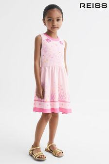 Reiss Pink Mara Senior Sleeveless Floral Print Dress (D89717) | OMR63