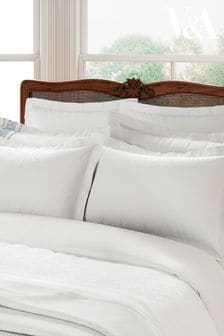 V&A White Samara Square Pillow Pillowcase (D89753) | €27
