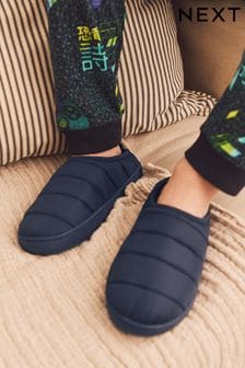 Navy Blue Thinsulate™ Lined Quilted Hard Sole Mule Slippers (D89826) | 22 € - 26 €