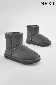 Grey Tall Warm Lined Suede Slipper Boots (D89827) | 84 QAR - 104 QAR