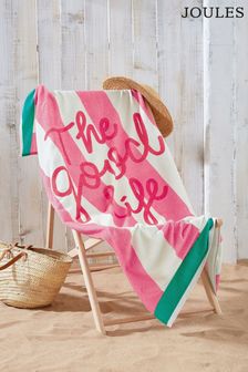 Joules Pink The Good Life Beach Towel