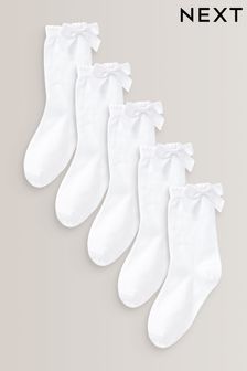 5 Pack Cotton Rich Bow Ankle School Socks