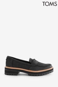 TOMS Black Cara Leather Black Loafers (D90135) | Kč3,965