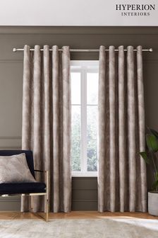 Hyperion Natural Tamra Palm Weighted Thermal Lined Eyelet Curtains