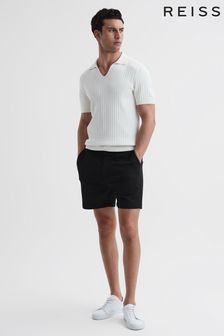 Reiss Black Newmark Textured Drawstring Shorts (D90390) | €128
