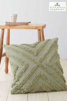 Pineapple Elephant Green Diamond Tufted Cotton Cushion (D90404) | SGD 35