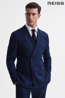 Reiss Royce Slim Fit Wool Double Breasted Check Blazer (D90445) | €400