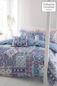 Catherine Lansfield Blue Boho Patchwork Pillowcases (D90449) | €22 - €34