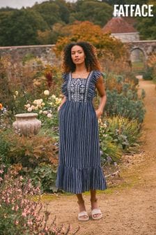 FatFace Blue Izzi Stripe Embroidered Dress (D90558) | €43