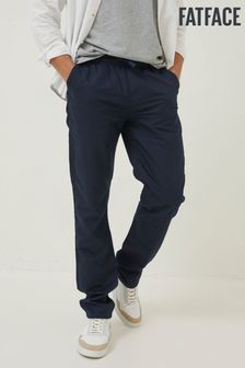 FatFace Blue Straight Cotton Linen Trousers (D90565) | €34