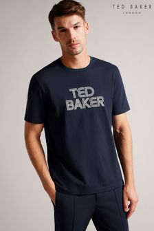 Ted Baker Kenedy Blue Short Sleeved Regular Fit Branded T-Shirt (D90606) | $83