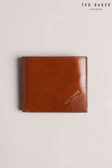 Ted Baker Brown Prugs Embossed Corner Leather Bifold Coin Wallet (D90608) | $142