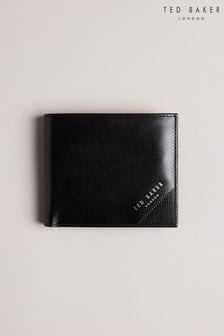 Ted Baker Black Prugs Embossed Corner Leather Bifold Coin Wallet (D90609) | 383 SAR