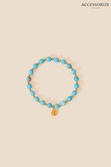 Accessorize Vergoldetes Perlenarmband mit heilenden Türkissteinen, Blau (D90773) | 24 €