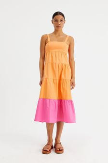 Compania Fantastica Orange Tiered Midi Dress (D90831) | €33