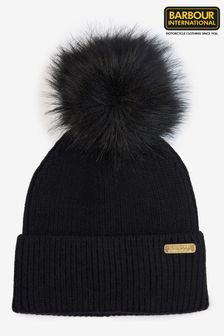 Barbour® International Girls Mall Pom Black Beanie Hat (D90856) | ₪ 79