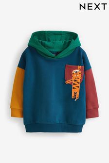 Marineblau, Tiger - Kapuzensweatshirt mit Figurenmotiv und Blockfarben (3 Monate bis 7 Jahre) (D90995) | CHF 22 - CHF 26