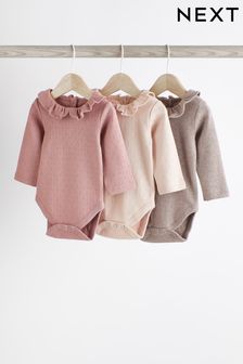 Chocolate Brown/ Pink 3 Pack Baby Bodysuits (D91207) | kr290 - kr320