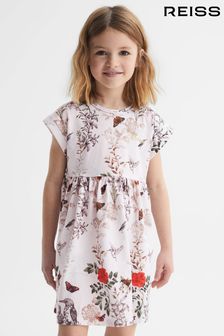 Reiss Pale Pink Dahlia Senior Floral Print Jersey Dress (D91333) | OMR29