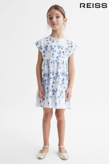 Blau mit Print - Reiss Dahlia Jersey-Kleid mit Blumenprint (D91334) | 61 €
