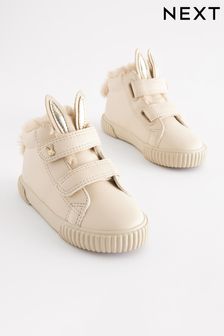 Bone White Bunny Wide Fit (G) High Top Trainers (D91365) | €29 - €32