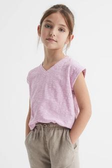 Reiss Lilac Freddie Junior Jersey V Neck T-Shirt (D91458) | OMR14