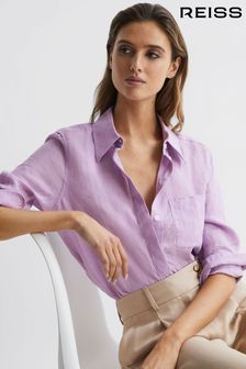 Reiss Lilac Campbell Linen Long Sleeve Shirt (D91462) | TRY 2.261