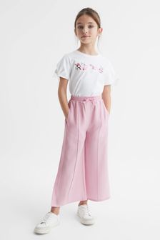 Reiss Pink Sienna Senior Wide Leg Side Slip Drawstring Trousers (D91467) | OMR39
