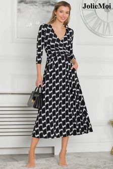 Jolie Moi Quinella Jersey Side Split Black Maxi Dress (D91543) | €43