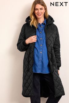 Black Maternity Longline Quilted Bomber Jacket With Hood (D91686) | €108