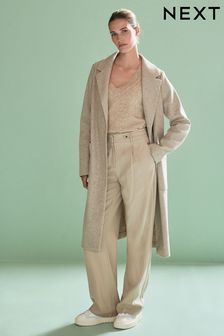 لون محايد - معطف كارديغان متوسط الطول أنيق (D91946) | 90 د.إ