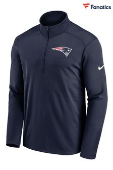Nike Blue NFL Fanatics New England Patriots Logo Pacer Half Zip Sweat Top (D92058) | $87