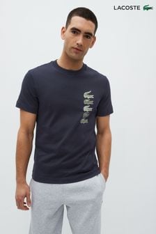 Lacoste Navy Stacked Croc Logo T-Shirt (D92380) | 346 QAR