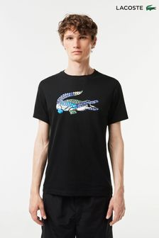 Lacoste Graphic Croc Logo Black T-Shirt (D92383) | OMR31
