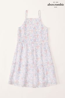 Abercrombie & Fitch Bedrucktes Kleid mit Zierausschnitt, Weiß (D92443) | 27 €